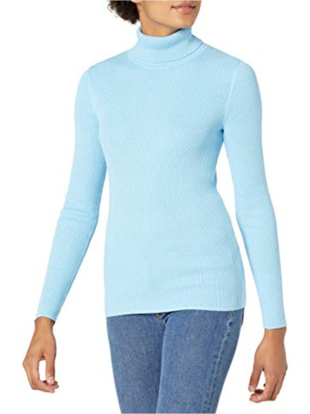 Womens Slim-Fit Cotton Blend Lightweight Long-Sleeve Turtleneck Sweater
